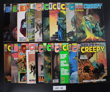 EERIE / CREEPY Magazine Group of 20: This lot contains 20 magazines total. Includes the following: EERIE #7, 8, 10, 19, 81, CREEPY #15, 16, 17, 19, 49, 51, 80, 82, 83, 89, 91, 92, 93, 94, 95. Lot is considered to be in MID-HIGH grade