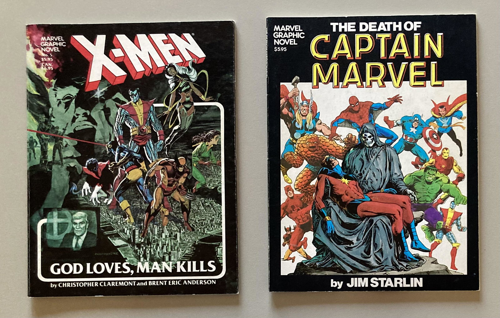 2 key Marvel Graphic Novels - God Loves Man Kills / The Death of Captain Marvel (1 of 4)