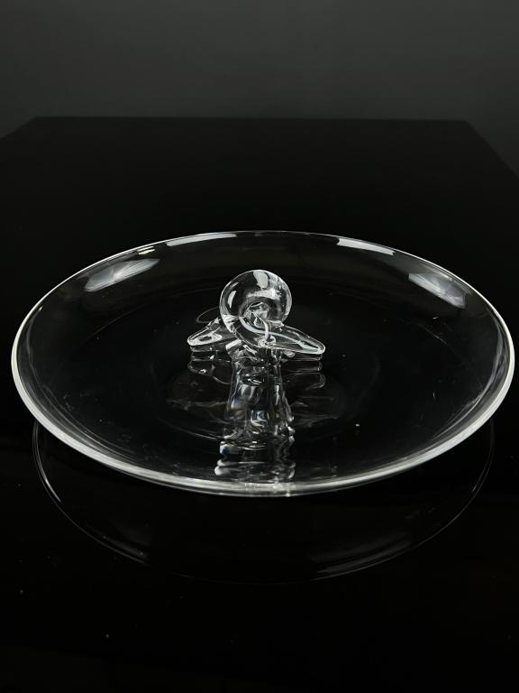 Signed Steuben Glass Twist Handle Canape Plate (1 of 4)