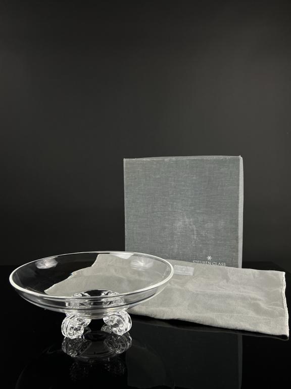 Signed Steuben Glass 10" Footed Bowl with Box (1 of 6)
