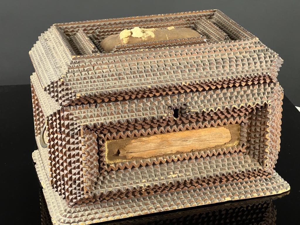 Large Tramp Art Box Made From Cigar Boxes: See details in photos