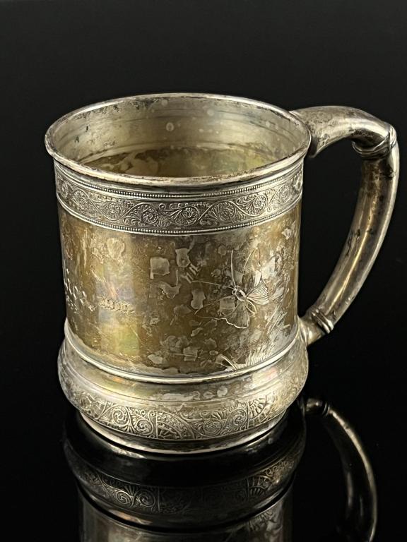 1881 Gorham Sterling Silver Butterfly Cup (1 of 5)