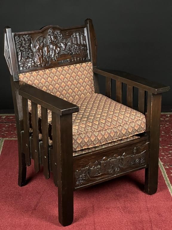 c.1900 George Arndt Carved Chair (Dansville NY) (1 of 6)