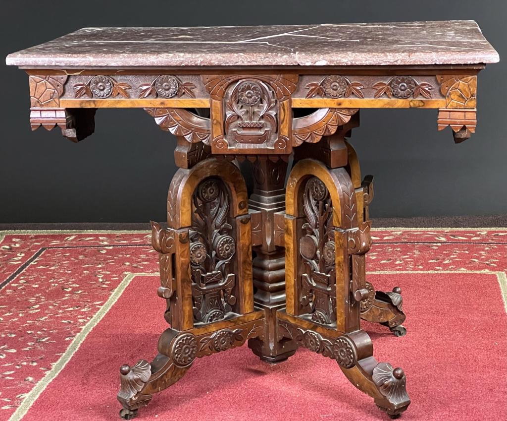 Aesthetic Movement Ornate Marble Top Table (1 of 5)