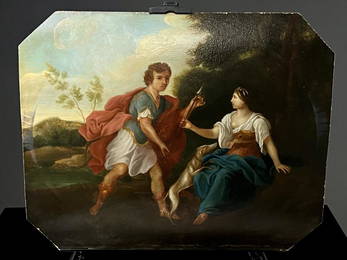 Nicolas Lancret (1690-1743)  Painting CEPHALUS Oil on board depicting Cephalus and Procris.