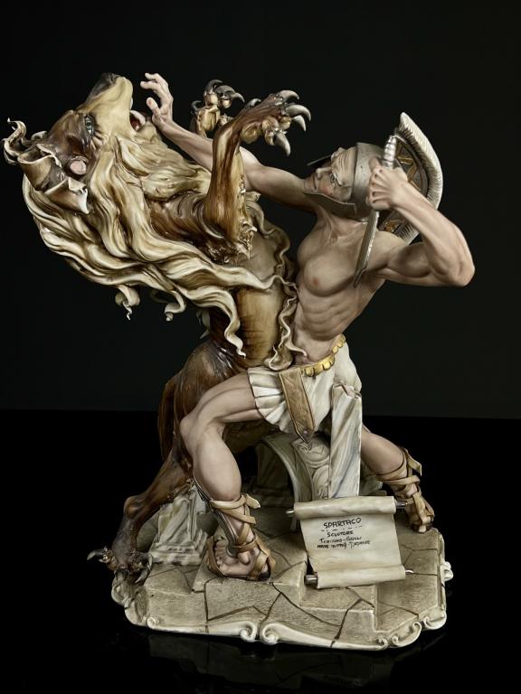 Capidomonte Spartacus Tiziano Galli C. 1960 Spartico Polychrome over Porcelain figure. Appears to be: C. 1960 Spartico Polychrome over Porcelain figure. Appears to be in very good shape. Measures: 15" x 10"