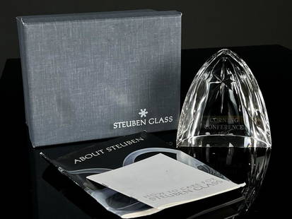 1961 Steuben Corning Conference Art Glass W/ Box: Complete with Original Box and Paper Work, Measures: 5" x 5". No cracks chips or breaks.