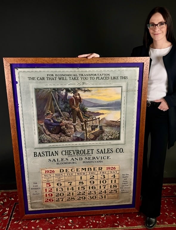 1926 Bastian Chevy Sportsman Adv. Calendar Sign (1 of 3)