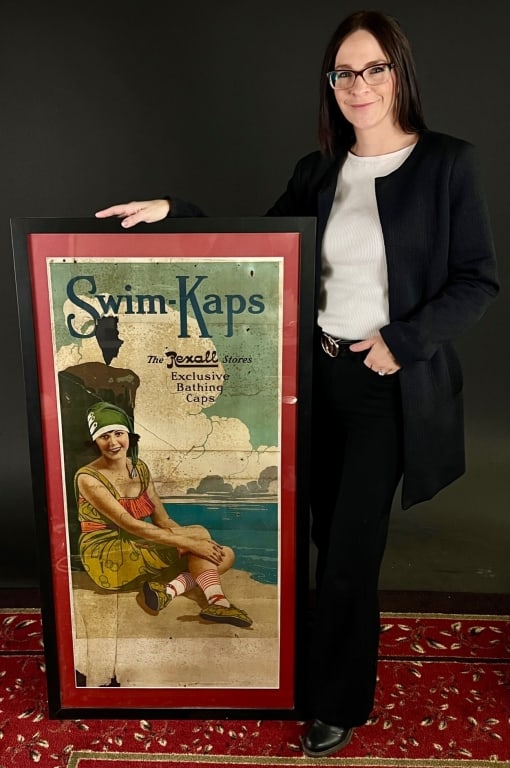 1920's LARGE 4FT Rexall Drugs Swim Kap Adv. Poster (1 of 5)