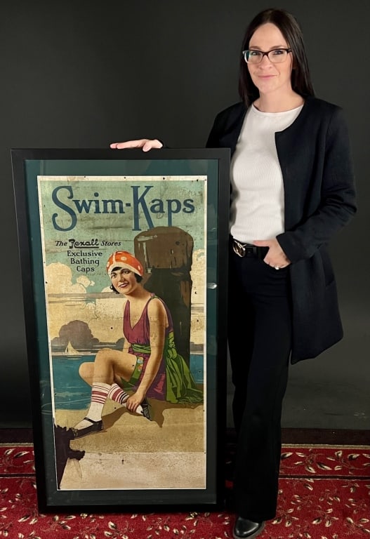 1920's LARGE 4FT Rexall Drugs Swim Kap Adv. Poster (1 of 4)