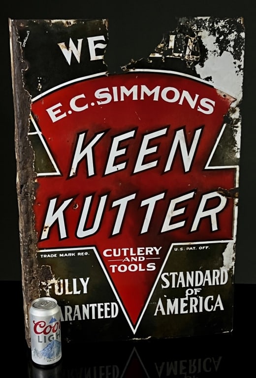 Double Sided Porcelain Keen Kutter Flange Sign (1 of 3)