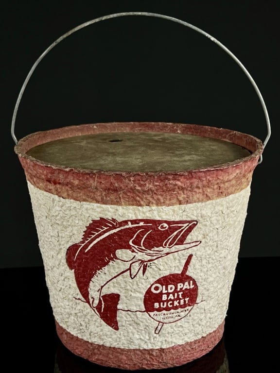 Old Pal Fish Advertising Sign Bass Bait Bucket (1 of 4)