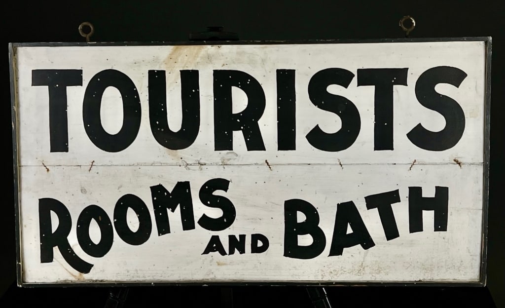 1920's Tourist Rooms Double Sided Wood Sign (1 of 3)
