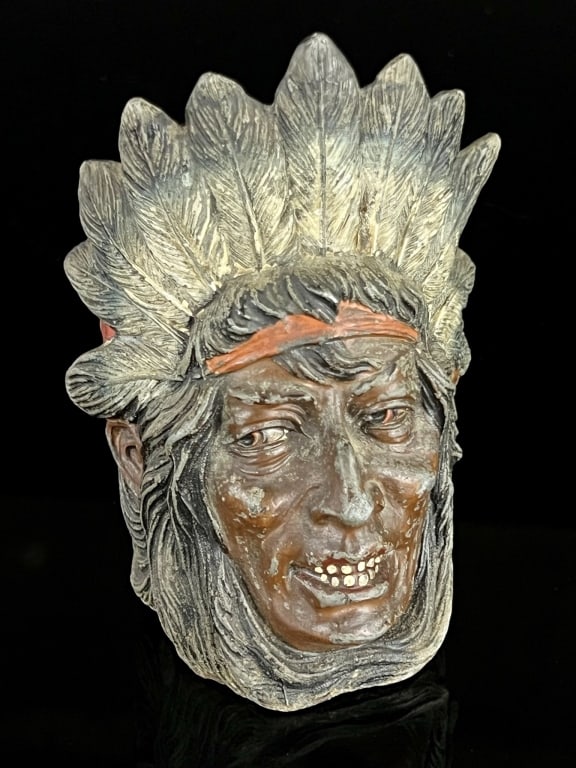 1900's Cast Iron Figural Indian Ashtray (1 of 6)