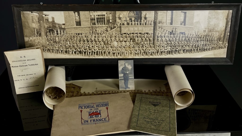 WW1 Chauffeurs Lot William Van Aken 311th & 78th: Ephemera lot belonging to William Van Aken of Old Forge, Identified in the photos and Rosters. Included his chauffeurs driving log. More Lots from this Estate in future lots.