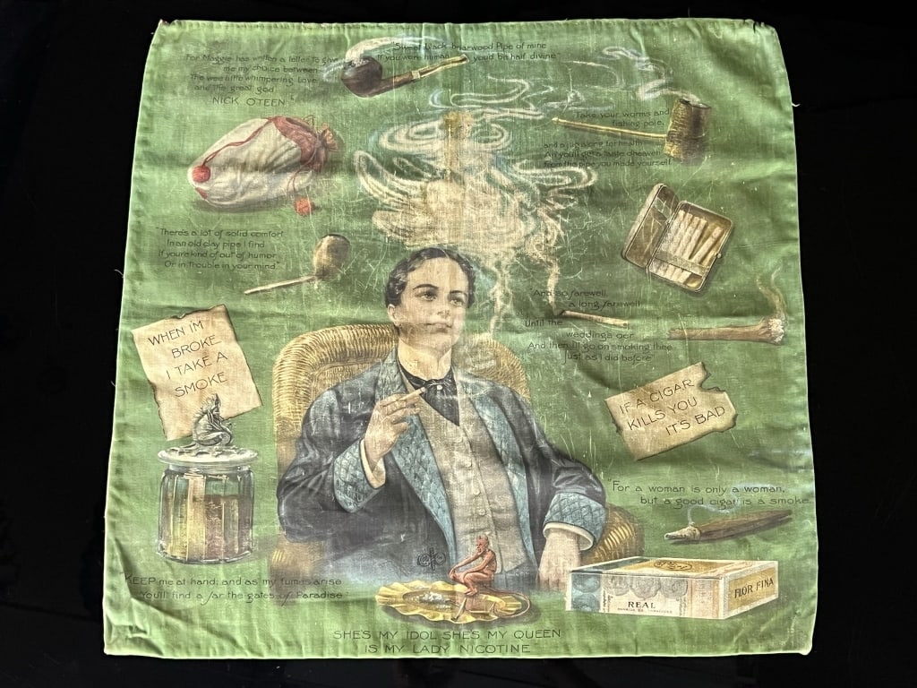 c.1900 "Lady Nicotine" Pipe Cigar Graphic Felt (1 of 10)