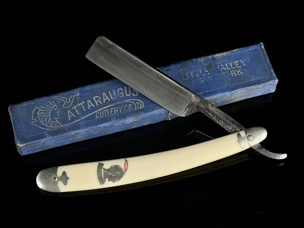 Antique Cattaraugus Cutlery Indian Straight Razor Auction