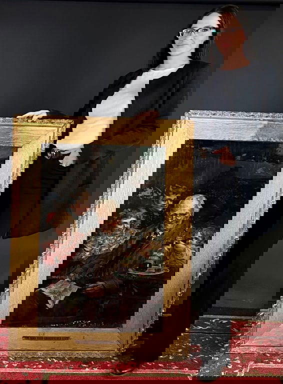 1904 Harper's Whiskey Reverse Painted Sign. (1 of 8)