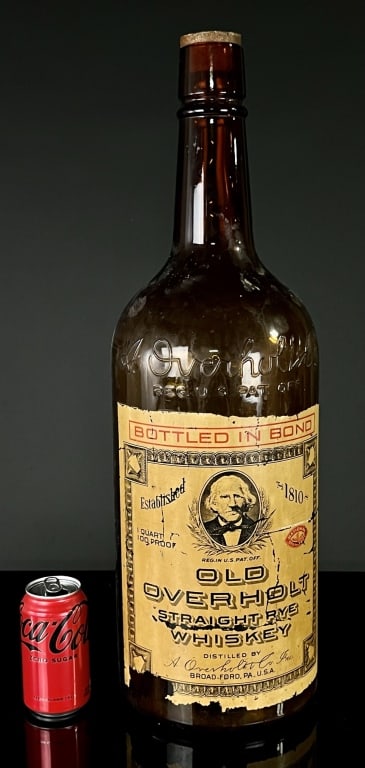 Antique Glass Old Overholt Whiskey Store Display (1 of 5)