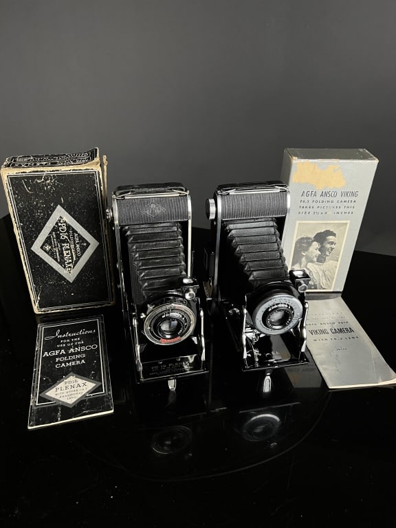 Lot of 2 Ansco Folding Cameras with Boxes & Manual (1 of 7)
