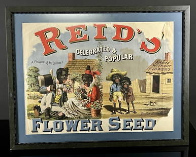 1880's Reid's Flower Seed Rochester NY Lithograph: Original 1880's Lithography for Reid's Flower Seed out of Rochester NY. some damage to the corners to be expected consistent with the age. Professionally framed and matted. Measures: 27" x 21"