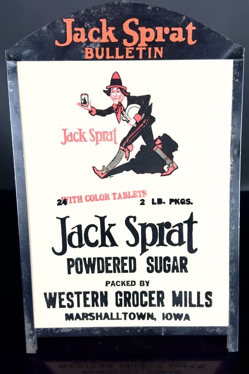 1920's Jack Sprat Bulletin Sugar Iowa Sign (1 of 4)