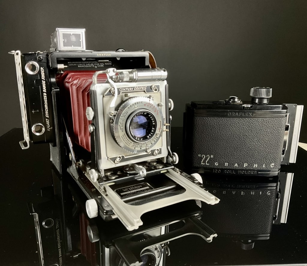 Century Graflex w/ Graphic Roll Film Holder: w/ Kodak 101mm f/4.5 lens