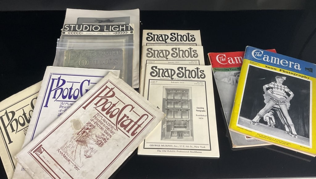 30's Photography Ephemera Lot: Snapshots, The Camera, Studio Lights and Photoraphy Outdoors.