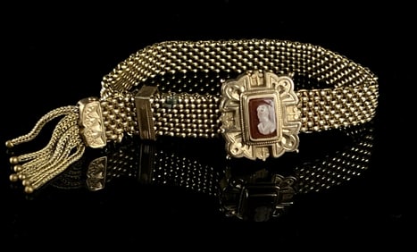 Pat. 1873 Victorian GF Cameo Slide Bracelet