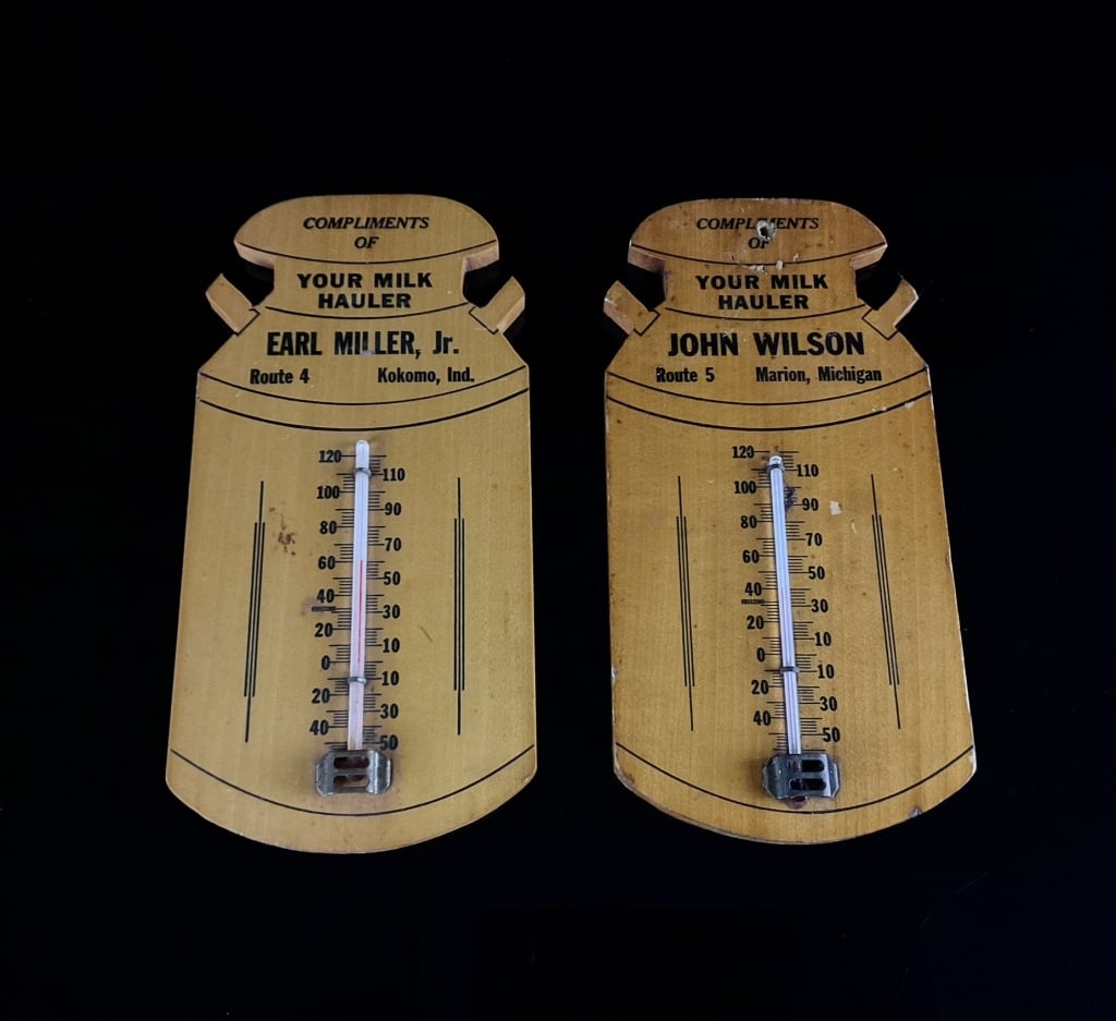 Dairy Adv. Thermometers Wood Milk Cans Indiana (1 of 4)