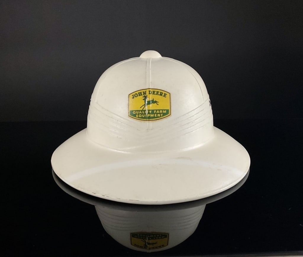 Orig. 1950's John Deere Pressed Paper Hat w. Logo: Orignal Hat in very good shape for its age. Retains the John Deere Logo on the front and the Orig Liner Band.