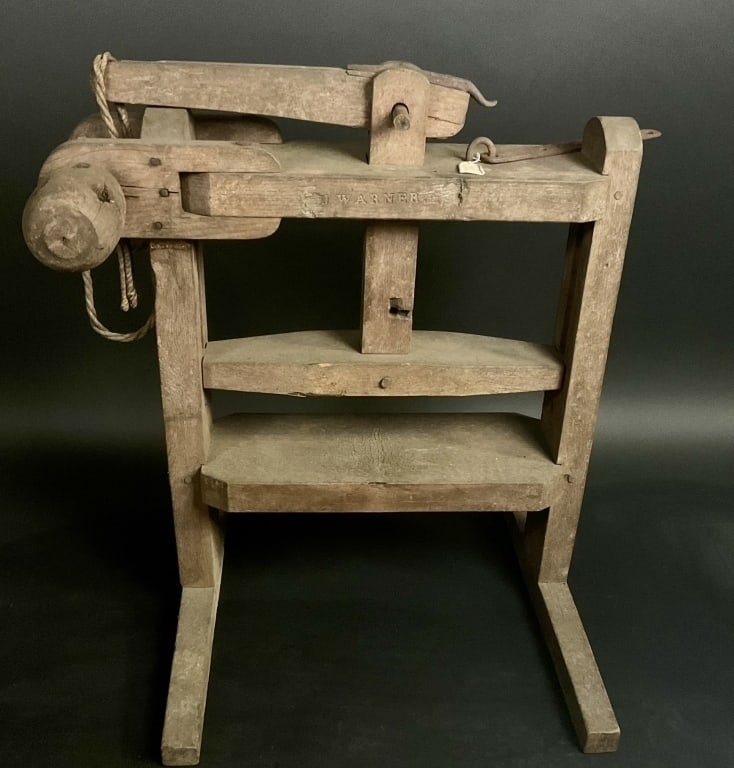 1800's "J. Warner" Wood Cheese Press (1 of 8)