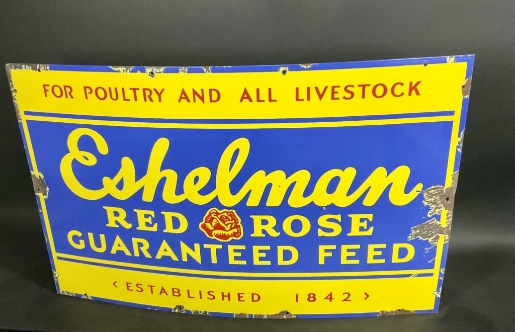 Eshelman Red Rose Porcelain Feed Sign (1 of 8)