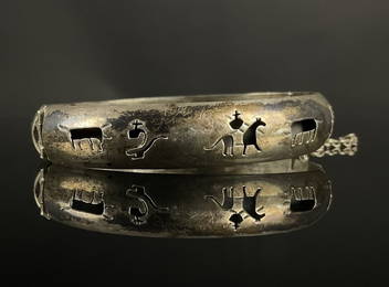 Signed Mexican Sterling Cowboy Cut Out Bracelet