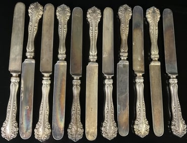 (11) Alvin Florentine Sterling Silver Knives
