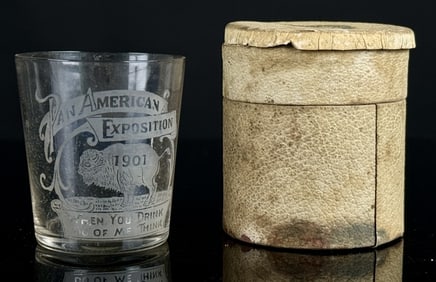 1901 Pan American Buffalo Souvenir Glass w. Box