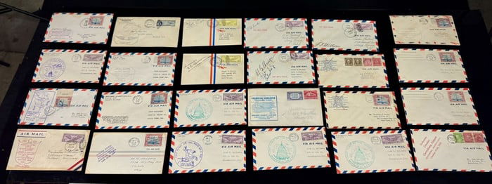 1930's Pilot SIgned Airmail Air Stamped Envelopes