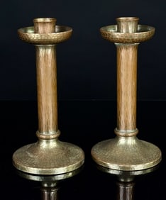 Roycroft Hammered Copper Candlesticks