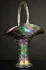 c.1910 Wm. Kralik Loetz Carnival Art Glass Basket