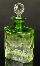 Moser Glass Rose Carafe Engraved Decanter
