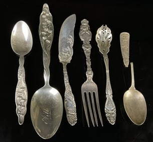 6 Aesthtic Sterling Silver Flatware Lot