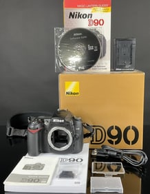 Nikon D90 Camera Manual, Box, & Accessories