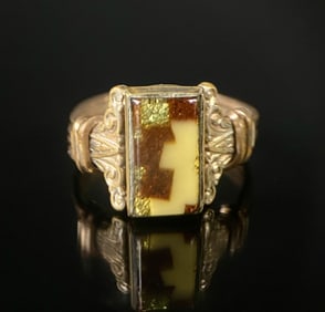 Gold Victorian Luxe Agate Ring Size 8