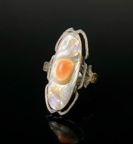 Victorian Sterling Blister Pearl Ring Size 5