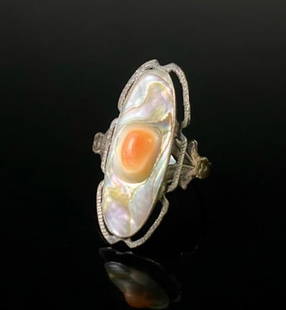 Victorian Sterling Blister Pearl Ring Size 5: Victorian Sterling Blister Pearl Ring Size 5