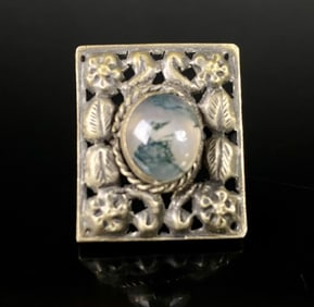 Silver Victorian Agate Ring Adjustable