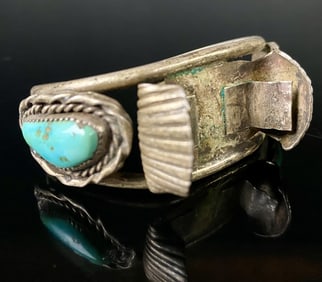 Turquoise & Silver Navajo Watch Band