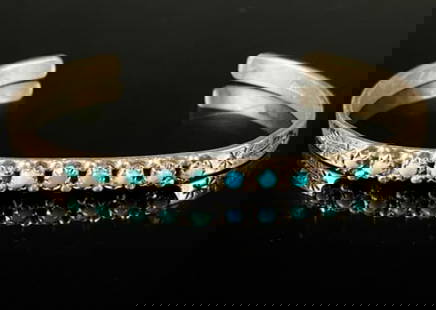 Sterling & Turquoise Cuff Bracelet: Marked "Sterling" Measures 2 1/2"