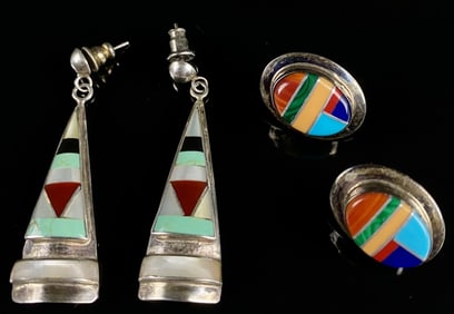 JM Hallmarked Zuni Sterling Earrings
