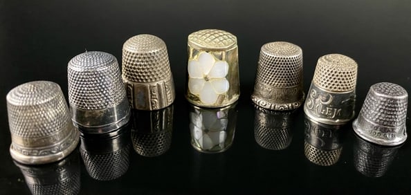 Sterling Thimble Lot of 8 Salem M.A. Witch